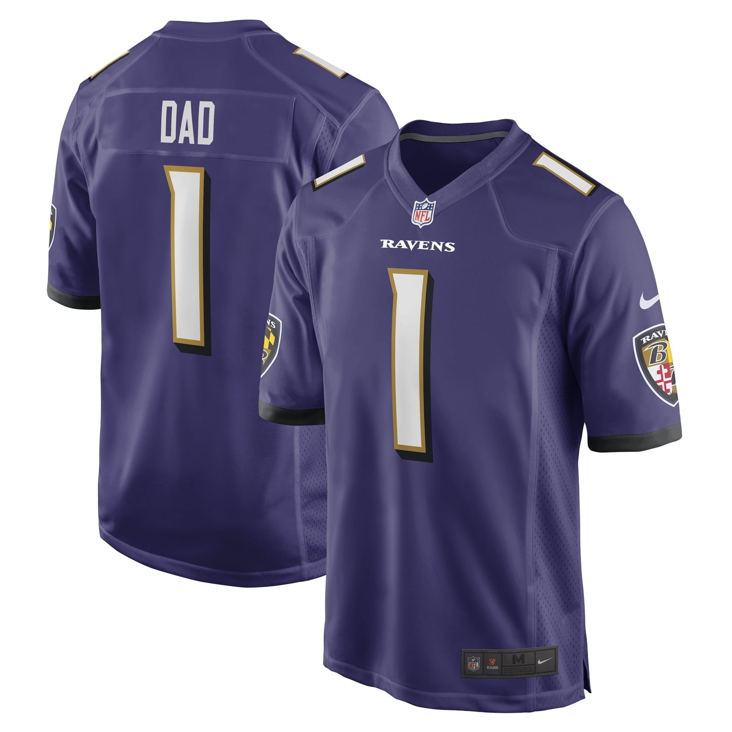 Men's Nike Number 1 Dad Purple Baltimore Ravens Game Jersey