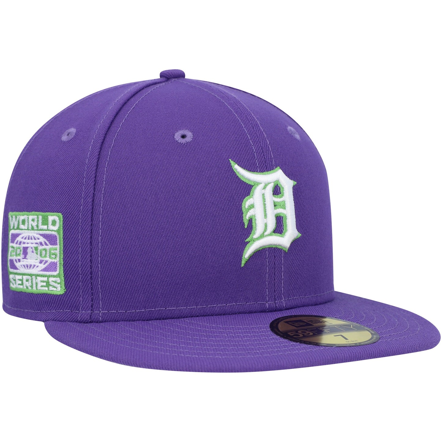 Detroit Tigers New Era Lime Side Patch 59FIFTY Fitted Hat - Purple
